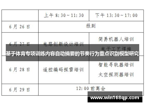 基于体育专项训练内容自动摘要的节奏行为重点识别模型研究